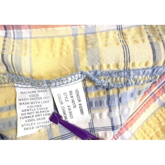 Legacy Falls Western Pearl Snap Pastel Plaid Seersucker Sleeveless Shirt Rodeo M - Picture 14 of 14